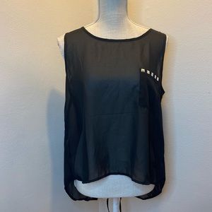 Iky ❤️ me Black Sheer Tank Top